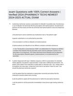exam Questions with 100% Correct Answers | Verified 2024 (PHARMACY TECH) NEWEST 2024-2025 ACTUAL EXAM