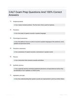 CALT Exam Prep Questions And  100% Correct Answers