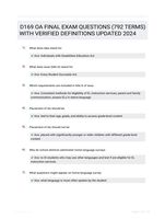 D169 OA FINAL EXAM QUESTIONS (792 TERMS) WITH VERIFIED DEFINITIONS UPDATED 2024