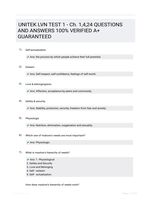 UNITEK LVN TEST 1 - Ch. 1,4,24 QUESTIONS AND ANSWERS 100% VERIFIED A+ GUARANTEED