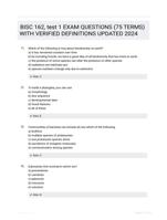 BISC 162, test 1 EXAM QUESTIONS (75 TERMS) WITH VERIFIED DEFINITIONS UPDATED 2024