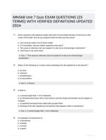 MN568 Unit 7 Quiz EXAM QUESTIONS (25 TERMS) WITH VERIFIED DEFINITIONS UPDATED 2024