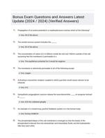 Bonus Exam Questions and Answers Latest Update (2024 / 2024) (Verified Answers)