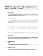 NRFSP Glossary Exam Study Guide Questions with 100% Correct Answers