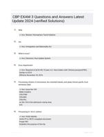 CBP EXAM 3 Questions and Answers Latest Update 2024 (verified Solutions)