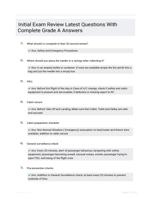 Initial Exam Review Latest Questions With Complete Grade A Answers