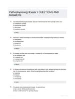 Pathophysiology Exam 1 QUESTIONS AND ANSWERS.