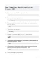 Real Estate Exam Questions with correct Answers 2024