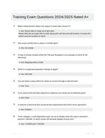 Training Exam Questions 2024/2025 Rated A+