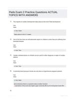 Peds Exam 2 Practice Questions ACTUAL TOPICS WITH ANSWERS