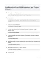Bookkeeping Exam 2024 Questions and Correct Answers