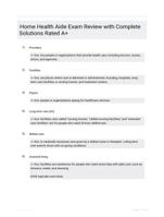 Home Health Aide Exam Review with Complete Solutions Rated A+