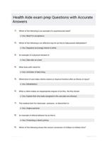 Health Aide exam prep Questions  with Accurate Answers
