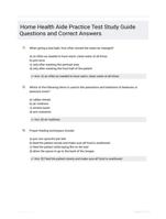 Home Health Aide Practice Test Study Guide Questions and Correct Answers