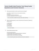 Home Health Aide Practice Test Study Guide Questions and Correct Answers