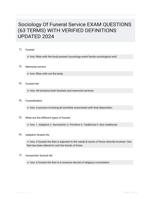 Sociology Of Funeral Service EXAM QUESTIONS (63 TERMS) WITH VERIFIED DEFINITIONS UPDATED 2024