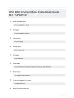 Ohio D&D Driving School Exam Study Guide TEST UPDATED