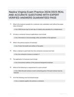 Naslca Virginia Exam Practice 2024/2025 REAL AND ACCURATE QUESTIONS WITH EXPERT VERIFIED ANSWERS GUARANTEED PASS