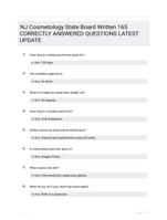 NJ Cosmetology State Board Written 165 CORRECTLY ANSWERED QUESTIONS LATEST UPDATE