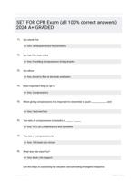 SET FOR CPR Exam  (all 100% correct answers) 2024 A+ GRADED