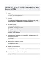 History 101 Exam 1 Study Guide Questions with Solutions 2024