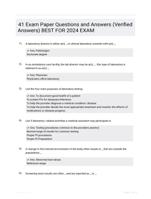 41 Exam  Paper Questions and  Answers (Verified  Answers) BEST FOR 2024  EXAM