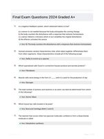Final Exam Questions 2024 Graded A+