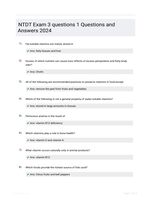 NTDT Exam 3 questions 1 Questions and Answers 2024