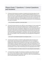 Pharm Exam 7 Questions 1 Correct Questions and Answers!