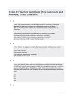 Exam 1: Practice Questions (125 Questions and Answers) Great Solutions.