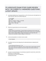 PV ASSOCIATE EXAM STUDY GUIDE REVIEW WITH 130 CORRECTLY ANSWERED QUESTIONS LATEST UPDATE   .