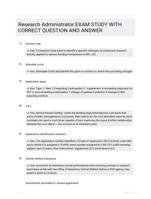 Research Administrator EXAM STUDY WITH  CORRECT QUESTION AND ANSWER