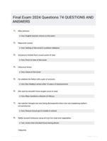 Final Exam 2024 Questions 74 QUESTIONS AND ANSWERS