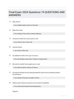 Final Exam 2024 Questions 74 QUESTIONS AND ANSWERS