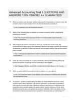 Advanced Accounting Test 1 QUESTIONS AND ANSWERS 100% VERIFIED A+ GUARANTEED