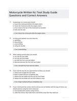 Motorcycle Written NJ Test Study Guide Questions and Correct Answers