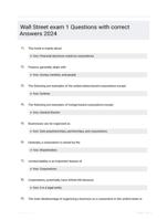 Wall Street exam 1 Questions with correct Answers 2024