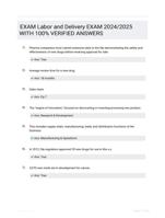 EXAM Labor and Delivery EXAM 2024/2025  WITH 100% VERIFIED  ANSWERS