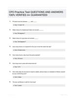 CPO Practice Test QUESTIONS AND ANSWERS 100% VERIFIED A+ GUARANTEED