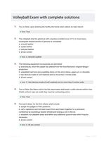 Volleyball Exam with complete solutions
