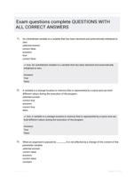 Exam questions complete QUESTIONS  WITH ALL CORRECT ANSWERS