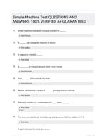 Simple Machine Test QUESTIONS AND ANSWERS 100% VERIFIED A+ GUARANTEED