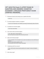 HFT 4224 FSU Exam 3 LATEST  EXAM 33 QUESTION AND  ANSWER/ COGNITIVE ACADEMIC LANGUAGE PROFICIENCY  EXAM (VERIFIED ANSWERS)