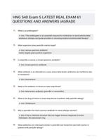 HNG 540 Exam 5 LATEST   REAL EXAM 61 QUESTIONS AND ANSWERS |AGRADE