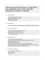 Pharmacology HNG 540 exam 1 QUESTIONS AND ANSWERS (2024/2025) (VERIFIED ANSWERS) ALREADY A+ GRADED.
