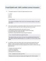 Final EXAM with 100% verified correct Answers