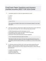 Final Exam  Paper Questions and  Answers (Verified  Answers) BEST FOR 2024  EXAM