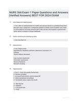 NURS 366-Exam 1 Paper Questions and  Answers (Verified  Answers) BEST FOR 2024  EXAM