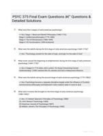 PSYC 375 Final Exam Questions - Questions & Detailed Solutions
