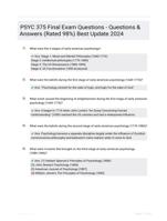PSYC 375 Final Exam Questions - Questions & Answers (Rated 98%) Best Update 2024
